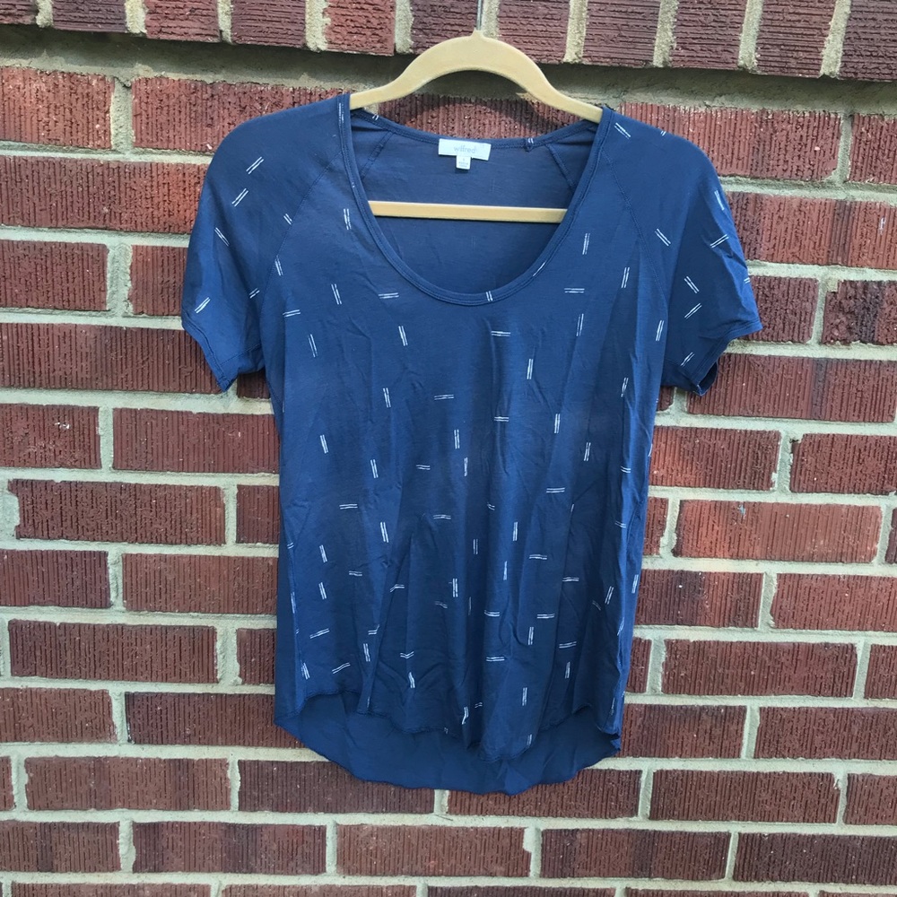 Aritzia Wilfred blue print tee, scoop neck